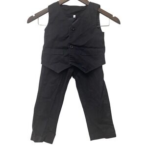 Unbranded 2pc Vest and Pants Suit Set Kids Black Formal Wedding Special Occasion